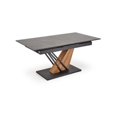 Стол обеденный HALMAR VOLANT 140 черный мрамор/дуб золотой 140-180/90